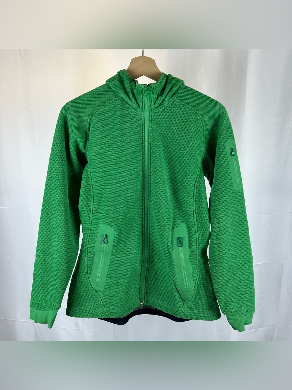 Women’s Arcteryx Green Full Zip Fleece Jacket Hiking Sz Small Polartec Outdoor